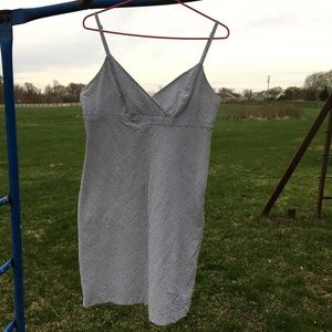 Isaac Mizrahi Preppy Striped Grey/White Midi Dress